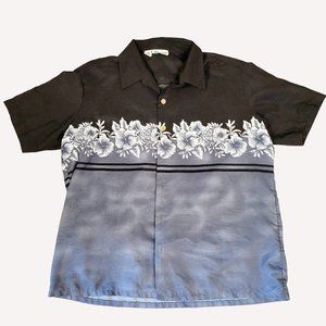 Ten 2 One Black Floral Button Down Hawaiian Shirt XL